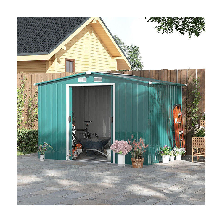 2.06D x 2.58W x 1.78H Meter Doppelschiebetür Metall Gartenhaus Schuppen mit 4 Lüftungsöffnungen