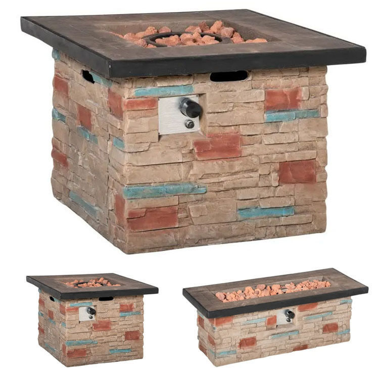 Außenhof Gartenhof Camping Propangas Feuerstelle Tisch mit Faux Ledge Stone