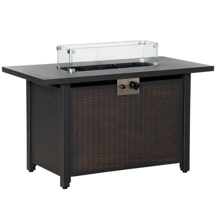 Outdoor Patio Garten Camping Feuerstelle Tisch mit automatischer Zündung und Glas Windschutz