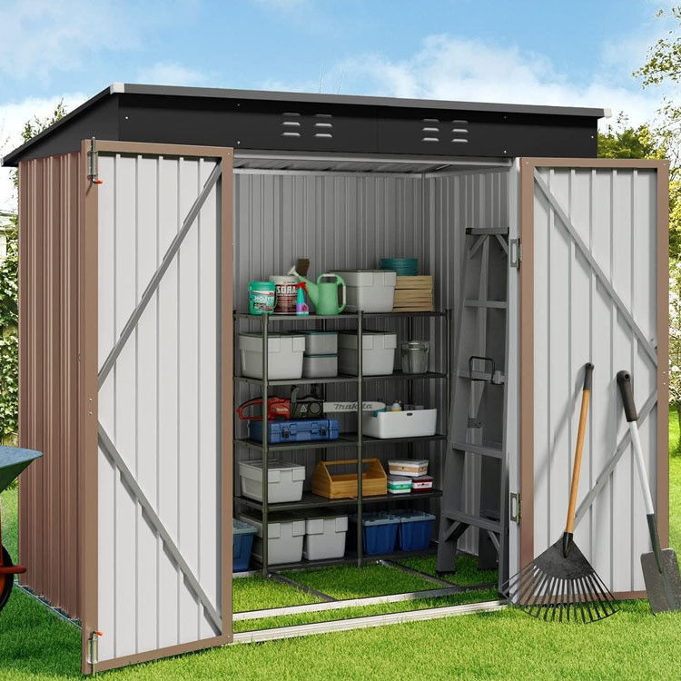 Außenterrasse Hinterhof Kleines Werkzeug Fahrradschuppen Haus Metall Stahl Wasserdichtes Gartenlager