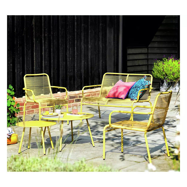 Villa AJUNION 4 Sitzplätze Metall Gartenmöbel Balkon Terrasse Set Bistro Set Stahl Garten Set