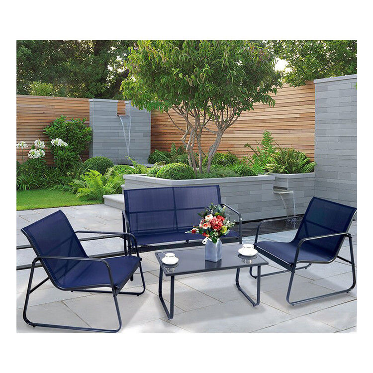 Stärke und Stil AJUNION 4 Stück Außenmöbel Stahl Metall Garten Set für Patio