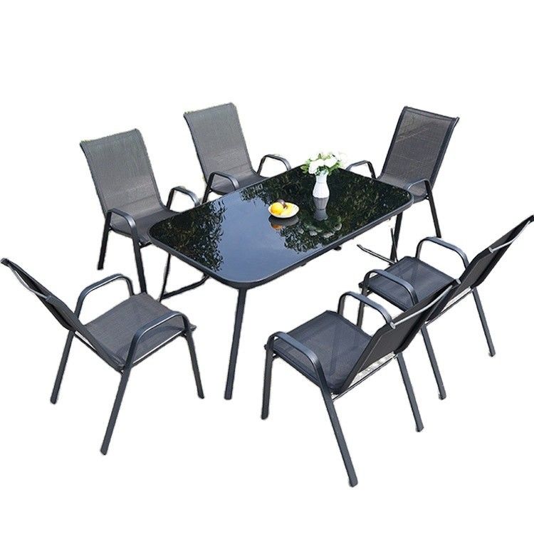 Nordic Metall Glas Obertisch Tisch und Stuhl für Außenterrasse Garten Balkon Cafe Restaurant