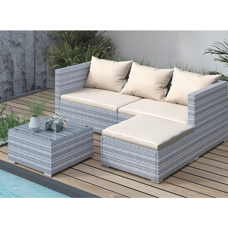AJUNION Wicker Rattan Gartensofa Outdoor Lounge Set 4 Stück mit Y Mail Packing