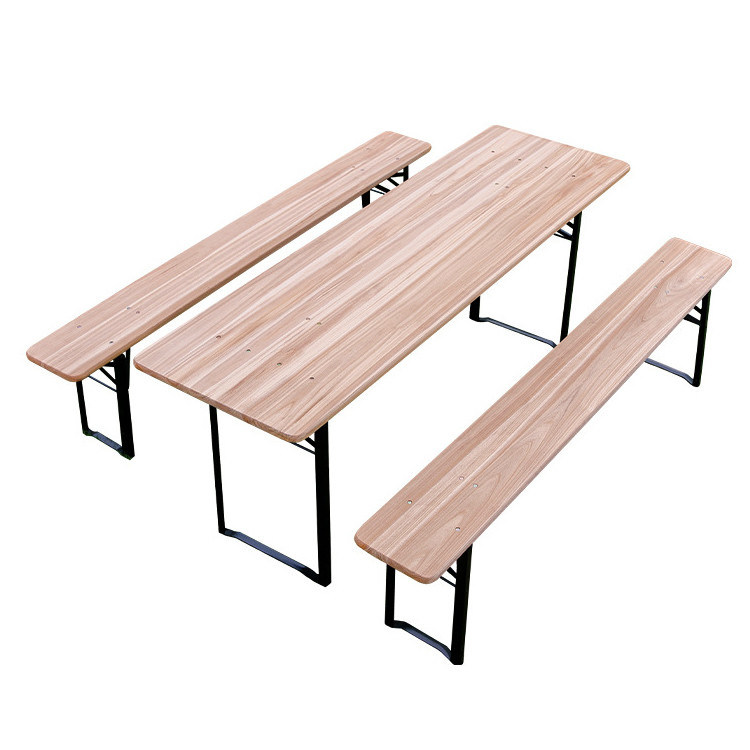 Outdoor Portable Patio Bar Massivholz Rechteck Falttisch und Bänke Stuhl Set