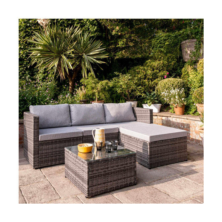 Freizeit Outdoor AJUNION 4 Sitz Wicker Rattan Gartenmöbel Sofa Ecke Lounge Set