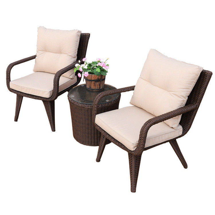 Modernes Design Gewebter PE Rattan Sessel und Esstisch Set für Außen-Villa Balkon