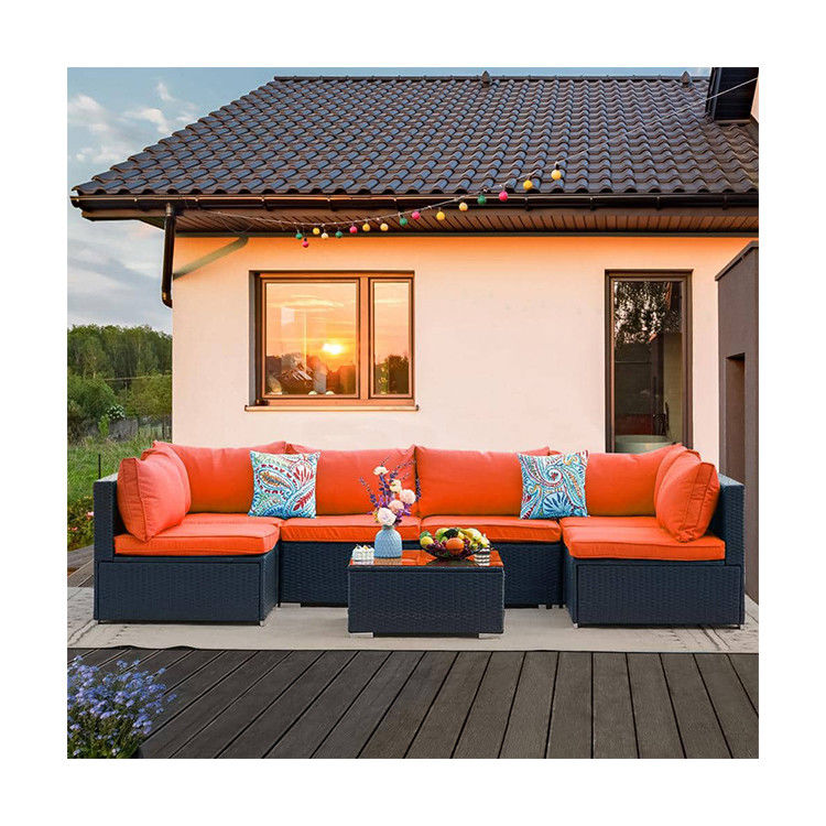 Stahlrohrrahmen AJUNION PE Rattan Gartenmöbel Sofa für Freizeit im Freien