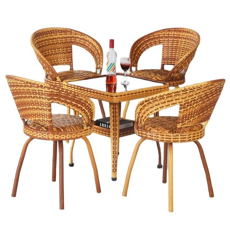 Modernes Design Außenstapelbare Sessel und Couchtisch Set für Patio Garten Balkon