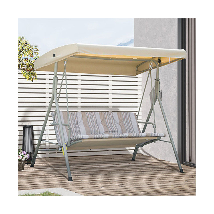Modern Design AJUNION 3 Sitzplätze Außenraum Metallrahmen Terrasse Schaukeln Couch Schwingbett Stuhl
