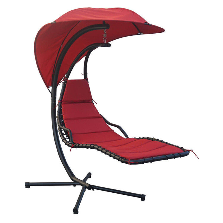 Modernes Metall-Stand-Hängematten-Schaukelstuhl mit Kissen und Sonnendach