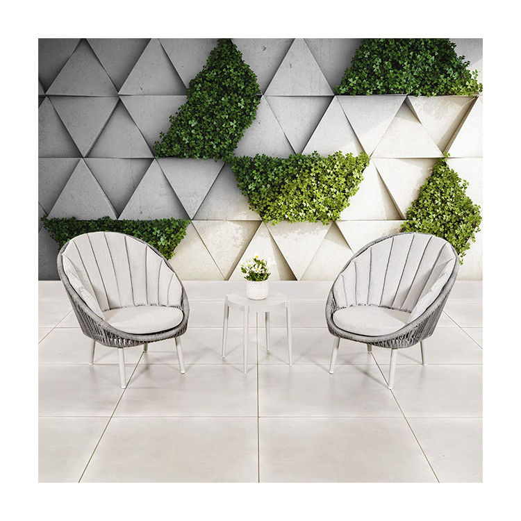 Seilwebe Garten Balkon Möbel 3 Stück Aluminium Lounge Set mit Seitentisch von AJUNION