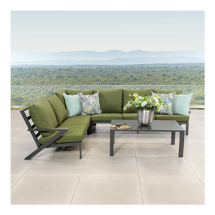 AJUNION Aluminiumrahmen Außenecke Sofa Wohnzimmer Set Sektionsgartenmöbel Set