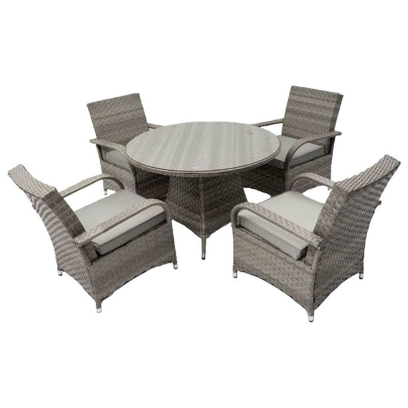 Rundes Tisch Außenessen Möbel Wicker Rattan Garten Set für 4 Sitzplätze von AJUNION