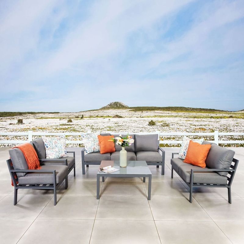 AJUNION 5 Stück Aluminium Außenmöbel Set Gartensofa Terrasse Sitzgelände Set