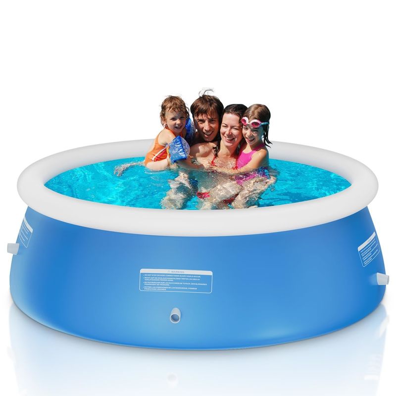 Extra großes rundes PVC-Familienzwimmbad AJUNION 12ft x 33in für Outdoor-Garten Spaß