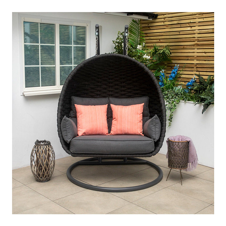 80 kg Lastkapazität PE Rattan Doppelsitz Schaukelstuhl für Luxus-Außenmöbel