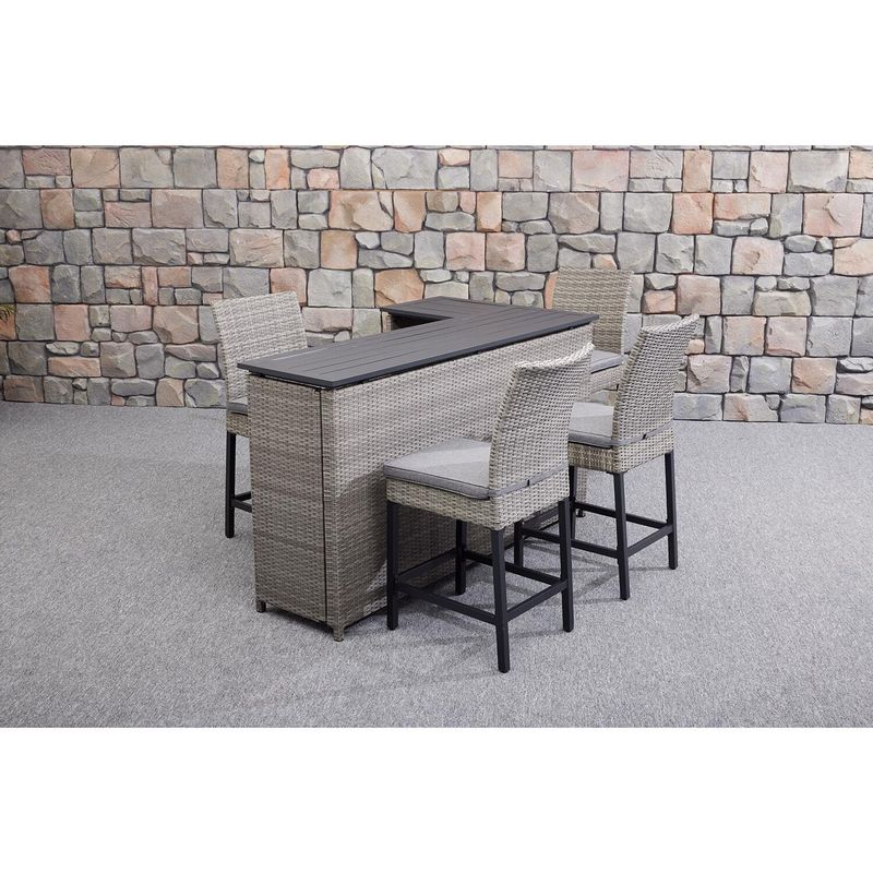 PE Wicker Rattan Outdoor High Bar Chair und Tisch für moderne Esszimmermöbel