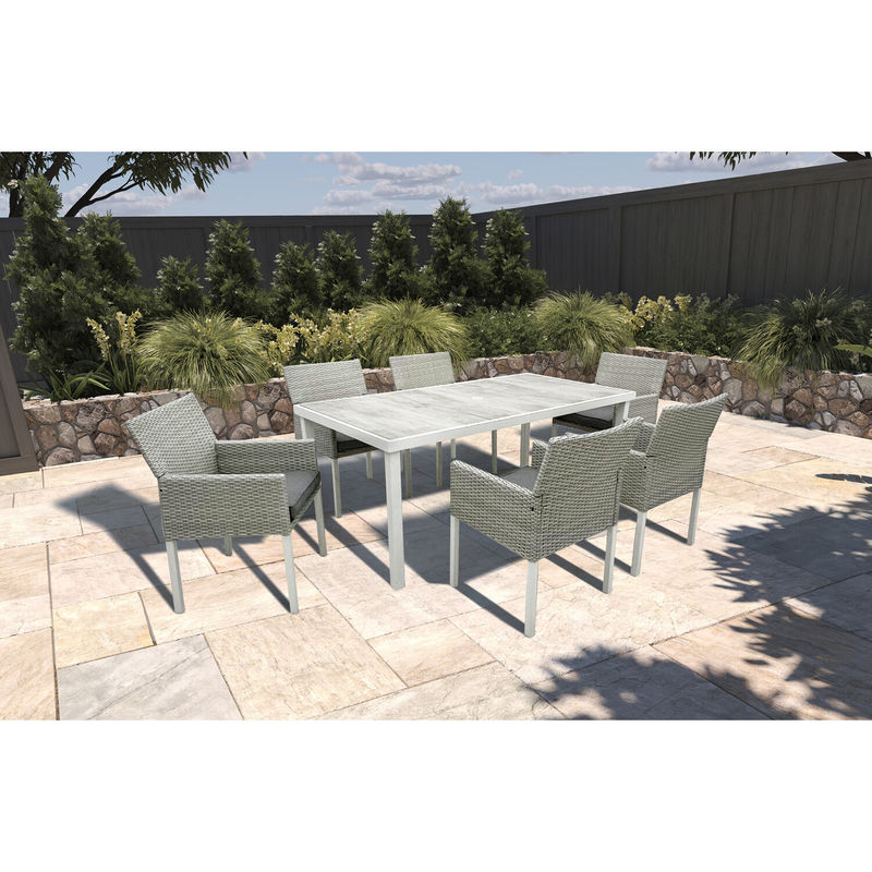 Postverpackung Y 7 Stück Gartenmöbel Tisch und Stühle Set mit PE Wicker Rattan