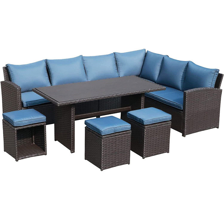 Außensofa Terrasse Garten Balkon Pool Strand Gewebter PE Wicker Rattan Lounge Modular Sofa Set