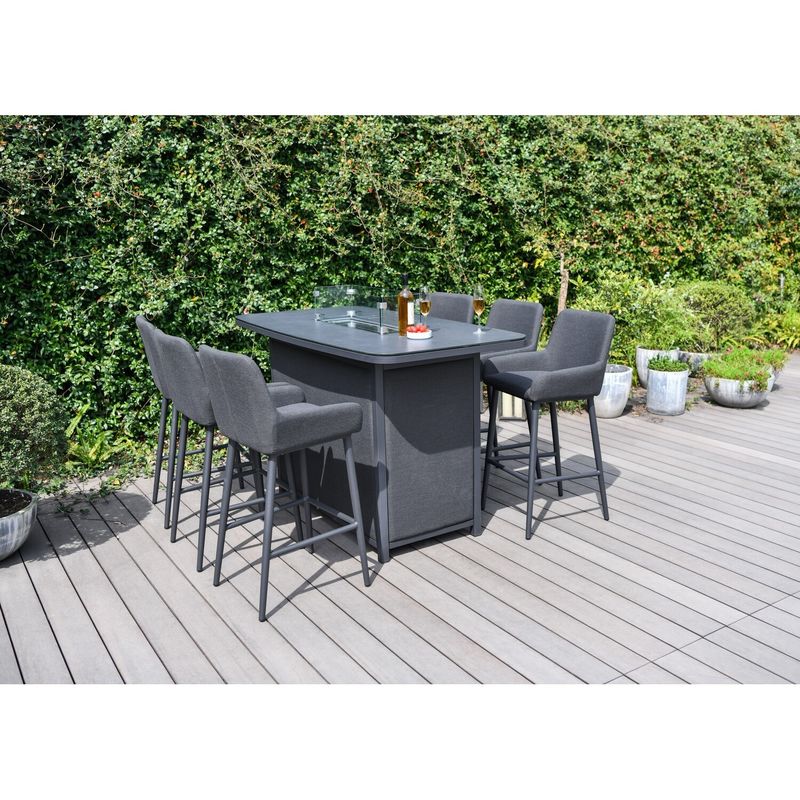 Outdoor Luxus Bar Set Möbel Aluminium Gartenmöbel Esszet mit Feuerstelle 87kg