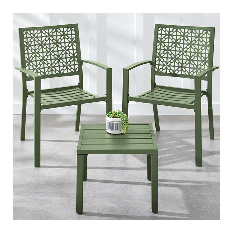 Außenmöbel AJUNION Moderne Stahl KD Rahmen Garten Set Stapelstuhl Bistro Set