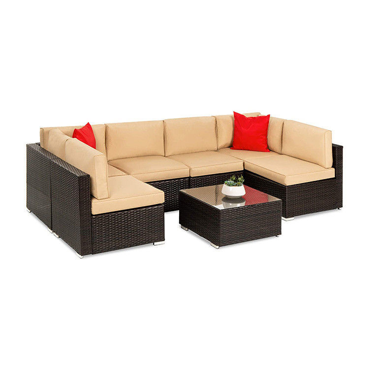 Hotel Outdoor Indoor Patio Garten Balkon Pool Strand Gewebter PE Wicker Rattan Lounge Sektionelle Modulsofa-Set