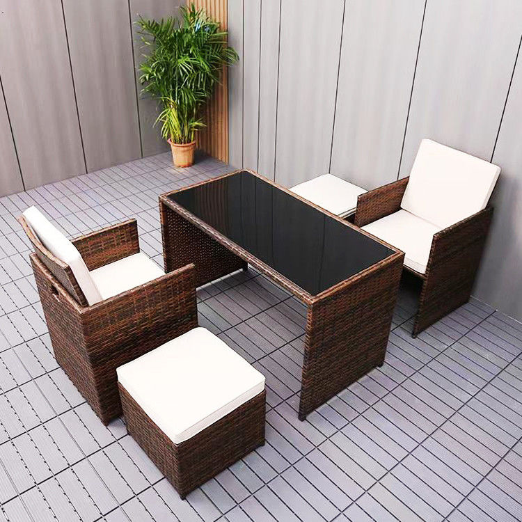 Platz sparen Garten Set Moderne Kunststoff Rattan Ecktisch und Stuhl für Innenhof Patio