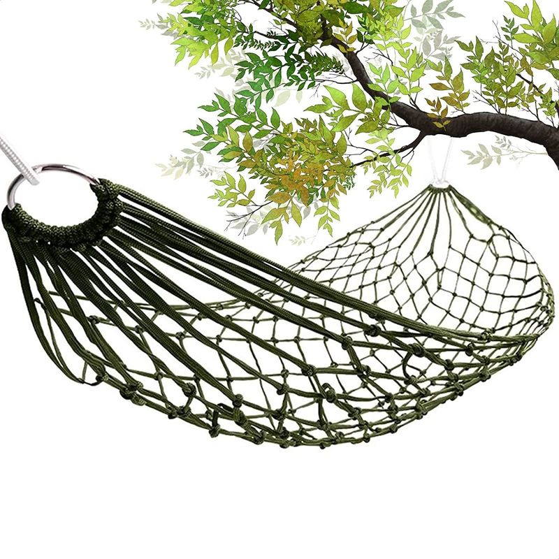 Outdoor Indoor Garten Camping Bauernhaus Stil Portable Klappbare Nylon Seil Net Mesh Einzelne Hängematte Design