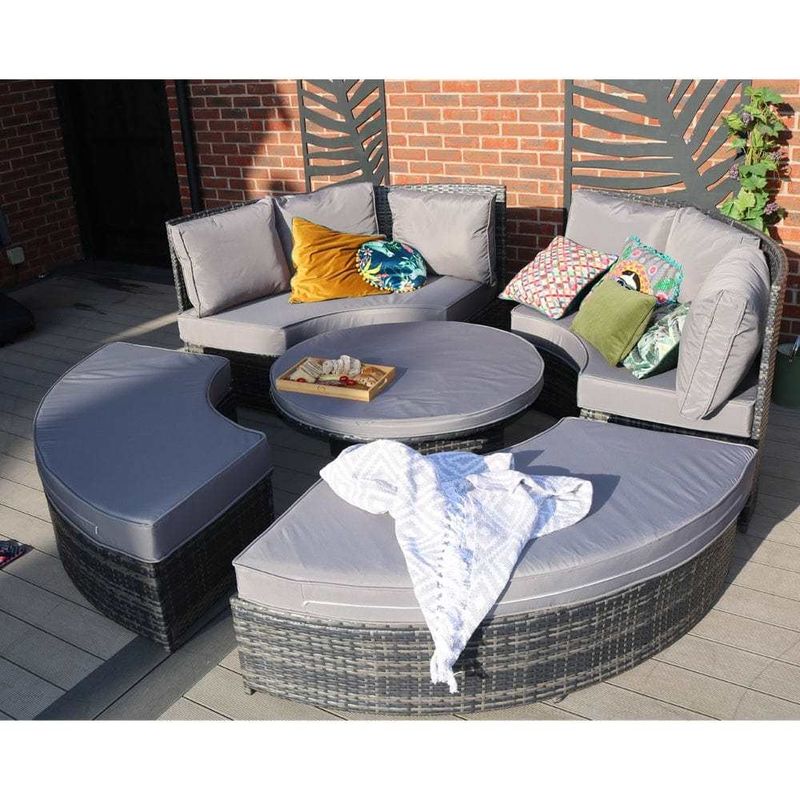 Verstellbarer Esstisch Wicker Gewebtes Sofa Set für Outdoor Daybed Möbel von AJUNION