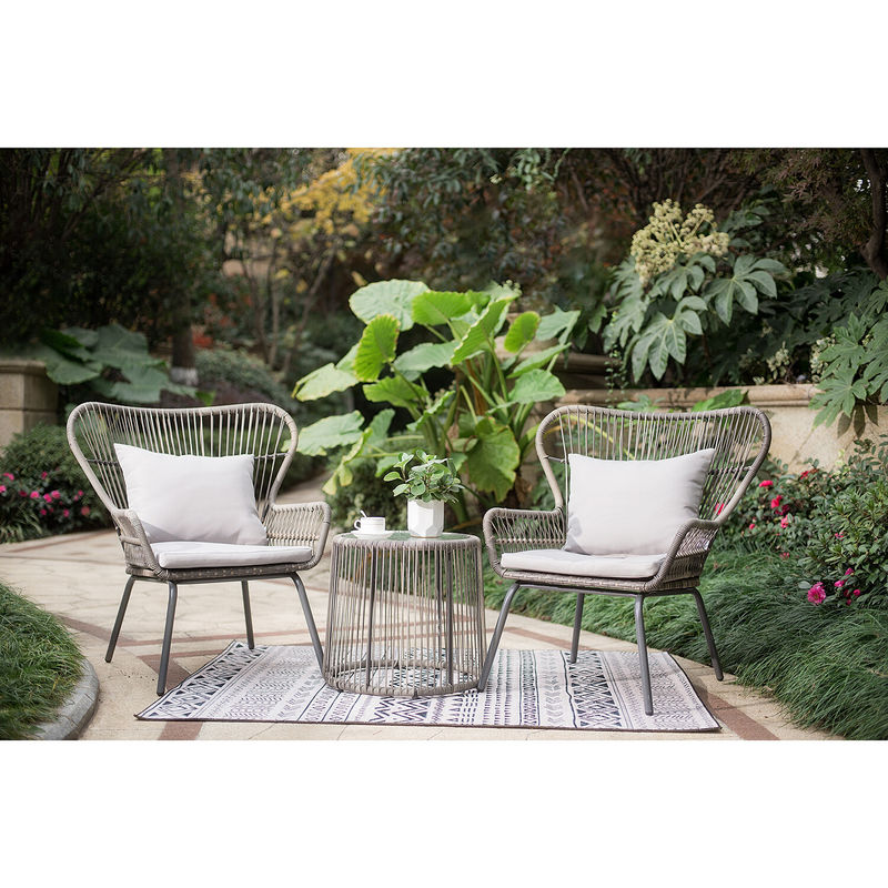 Modern Design AJUNION 2 Sitzplätze Wicker Rattan Stuhl für Bistro Set Poolmöbel