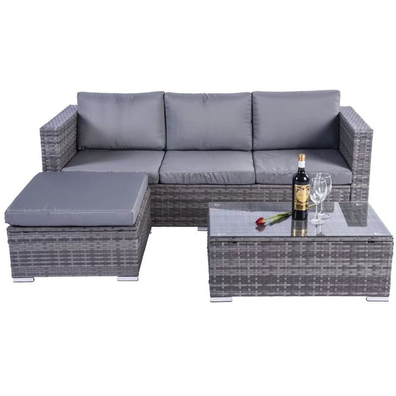 Außengartenmöbel Wicker Rattan Sofa Set mit Couchtisch in PE Rattan