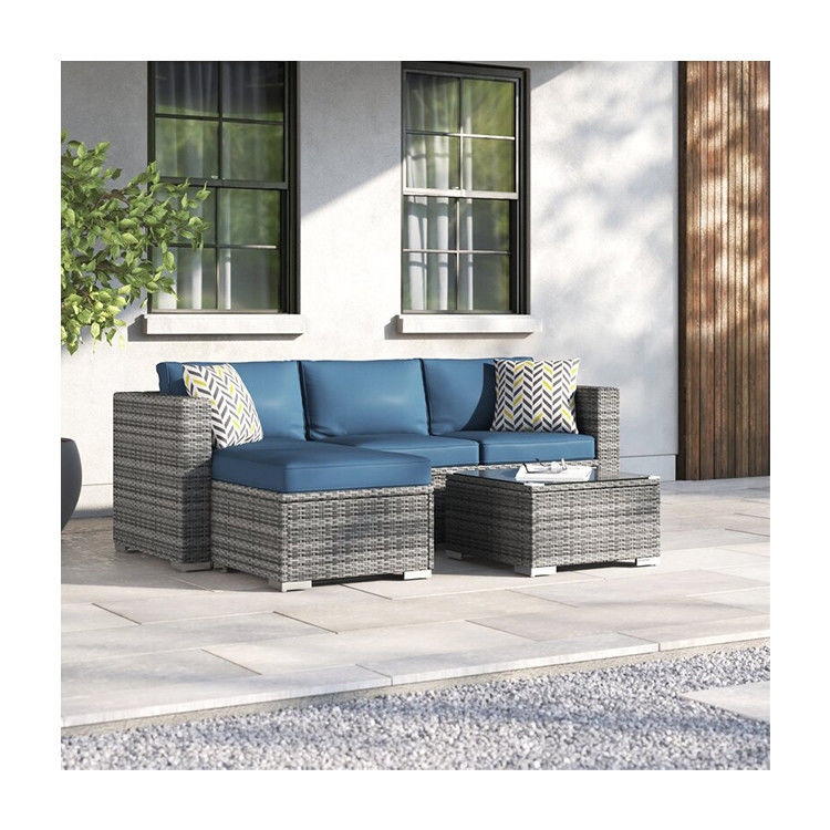 Rattan-Sofa-Sektions-Lounge-Set 24' H x 78' W x 50,78' D für die Erholung im Freien