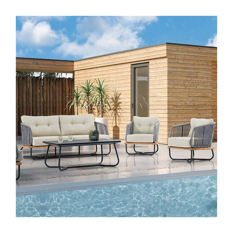 Gewerbliche Außenmöbel Gartensofa mit Massivteakholz und Aluminiumrahmen