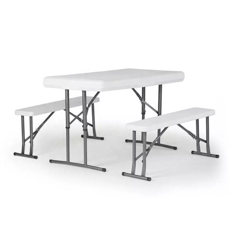 Außenmöbel Kunststoff Metall Klapp Picknick Esstisch Stuhl Bank Set für den Garten