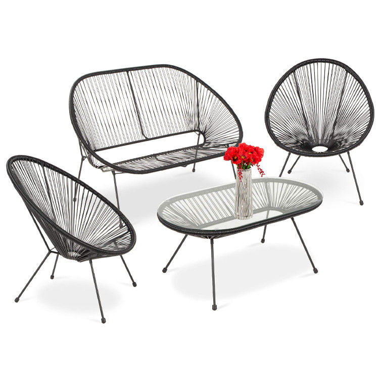 Moderne Gartenmöbel Außen Terrasse mit Stahlrahmen und Plastik Wicker Seil
