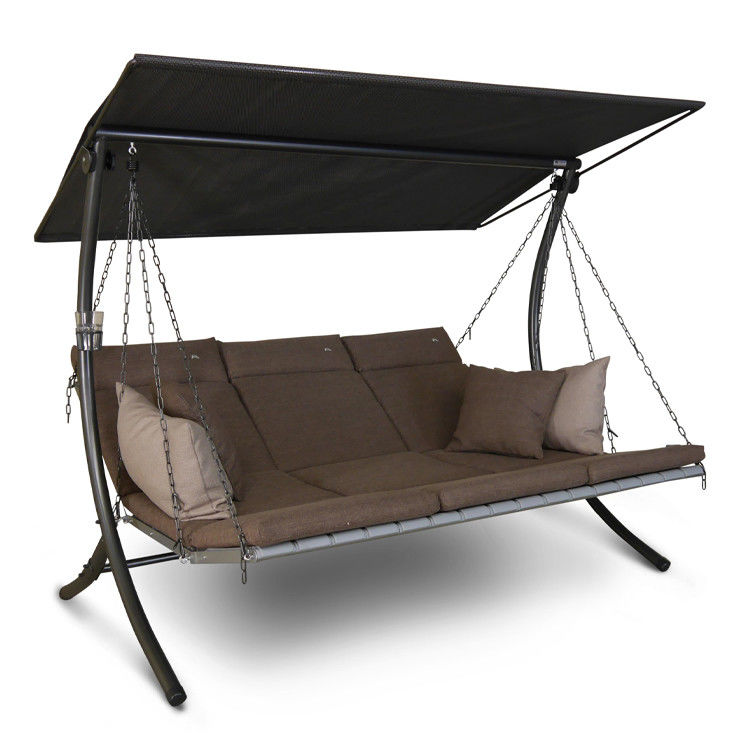 Garten Balkon Strand Pool 3-Sitzer Hängematte mit Metall Lounge Schaukelstuhl und Kissen