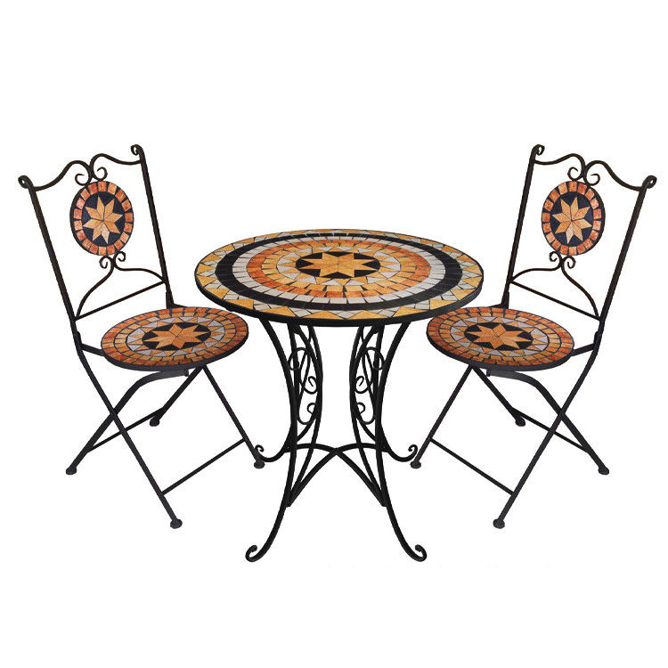 Outdoor-Patio Garten Bistro Eisenrahmen Nordische Antike 2-Sitzer Esstisch und Stuhl