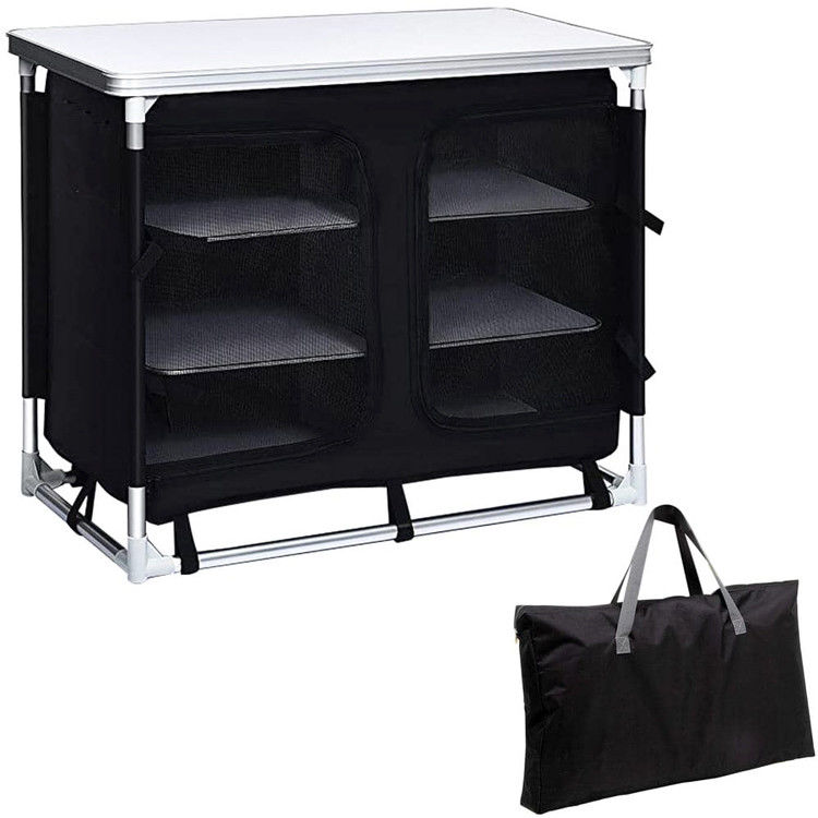 Außengarten Terrasse Metall Picknick-Speicher-Organisator Schrank Kochen Camping Küche Tisch